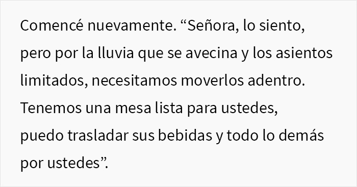 Esta grosera Karen no escuch&oacute; las advertencias del camarero sobre la lluvia e hizo que todo su grupo perdiera la mesa