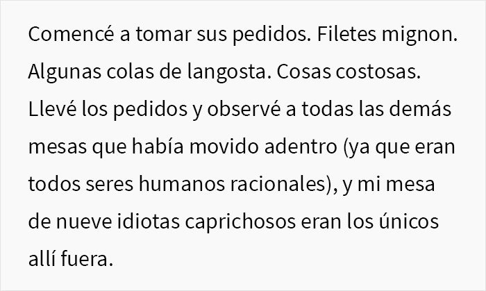 Esta grosera Karen no escuch&oacute; las advertencias del camarero sobre la lluvia e hizo que todo su grupo perdiera la mesa