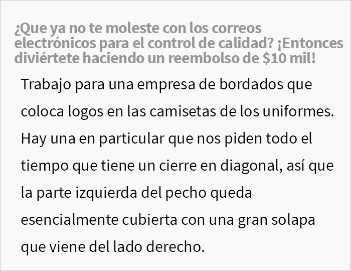 Esta bordadora "molest&oacute;" a la gerente con emails de control de calidad, y termin&oacute; costando 10000$ a la empresa