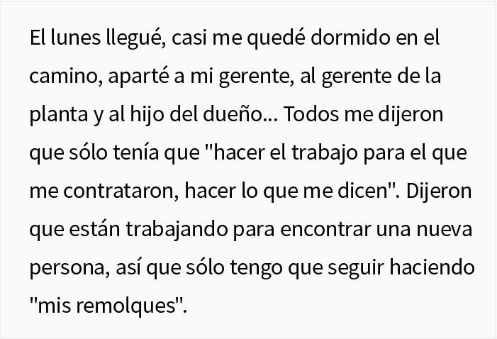 Este empleado saturado de trabajo se da cuenta de que es irremplazable para la empresa, y saca lo mejor de la situaci&oacute;n