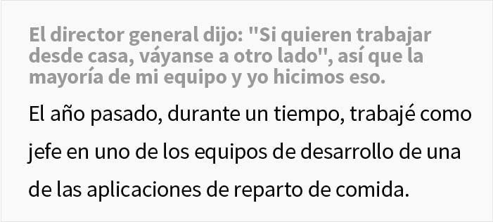 El director de esta empresa dijo a sus empleados que "se fueran a otro lado" si quer&iacute;an trabajar desde casa, y enseguida supieron lo que hab&iacute;a que hacer