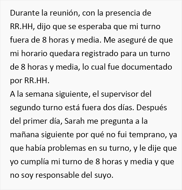 Este empleado cumple al pie de la letra con su jornada de 8 horas y media, y provoca que la empresa pierda 85000$ al año Este empleado cumple al pie de la letra con su jornada de 8 horas y media, y provoca que la empresa pierda 85000$ al año