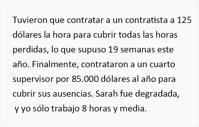 Este empleado cumple al pie de la letra con su jornada de 8 horas y media, y provoca que la empresa pierda 85000$ al año Este empleado cumple al pie de la letra con su jornada de 8 horas y media, y provoca que la empresa pierda 85000$ al año