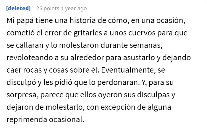 Esta persona vio cómo alguien se vengó de sus vecinos acosadores y descubrió que fueron los cuervos de los que se había hecho amiga previamente