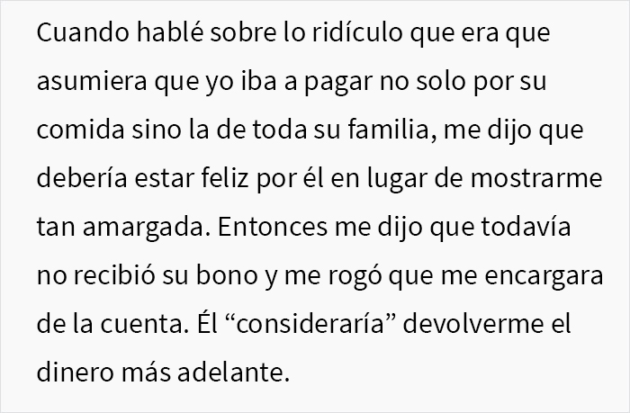 &ldquo;Insisti&oacute; en que yo pagara&rdquo;: Este hombre organiz&oacute; una gran cena de celebraci&oacute;n familiar y se enoj&oacute; con su esposa cuando ella solo pag&oacute; por su propia comida