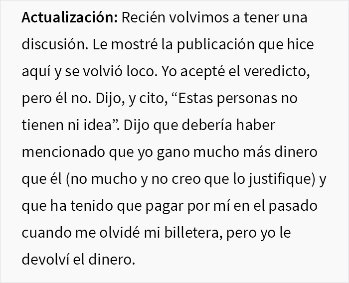 &ldquo;Insisti&oacute; en que yo pagara&rdquo;: Este hombre organiz&oacute; una gran cena de celebraci&oacute;n familiar y se enoj&oacute; con su esposa cuando ella solo pag&oacute; por su propia comida