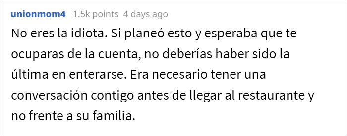 &ldquo;Insisti&oacute; en que yo pagara&rdquo;: Este hombre organiz&oacute; una gran cena de celebraci&oacute;n familiar y se enoj&oacute; con su esposa cuando ella solo pag&oacute; por su propia comida