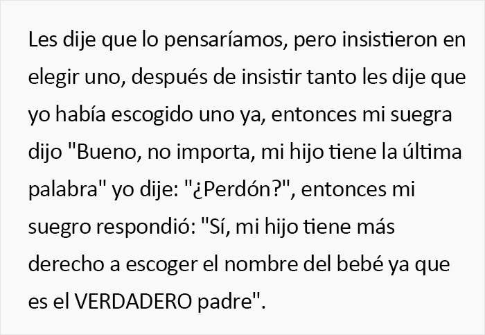 Estos suegros afirman que su hijo tiene m&aacute;s derecho a ponerle nombre al futuro beb&eacute; "porque es el verdadero padre"
