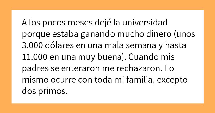 Esta mujer no quiere ayudar a sus padres con dificultades económicas porque renegaron de ella hace 9 años