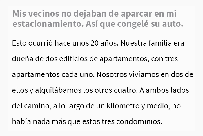 Esta persona congel&oacute; los coches de sus vecinos despu&eacute;s de que ocuparan ilegalmente su aparcamiento