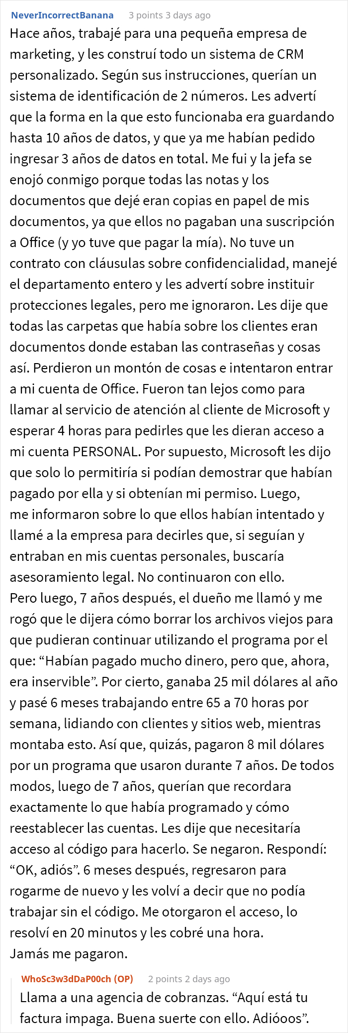 Este ex-empleado cumpli&oacute; maliciosamente y &ldquo;olvid&oacute; todo sobre la empresa&rdquo;, pero su jefe le pidi&oacute; ayuda tras 10 a&ntilde;os
