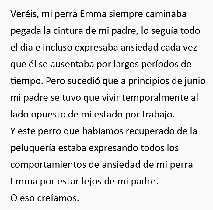 Esta persona recoge a su perro del peluquero y se da cuenta de que act&uacute;a de forma extra&ntilde;a, hasta que descubre la verdad 4 meses despu&eacute;s