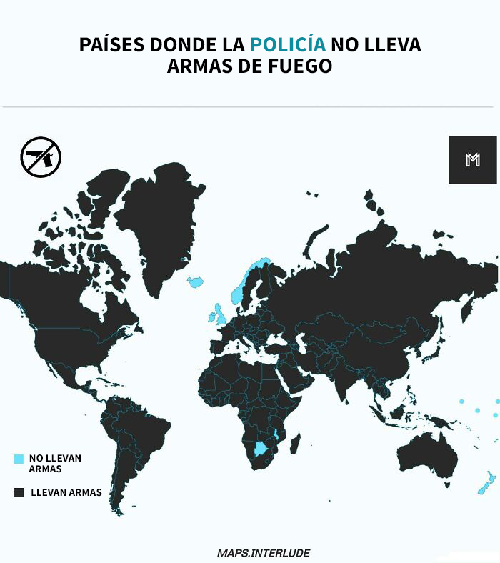Países en los que la policía no lleva armas de fuego