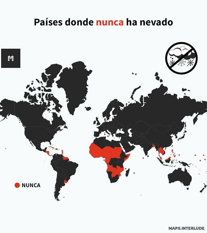 Países donde nunca ha nevado (no estoy seguro sobre Uruguay)