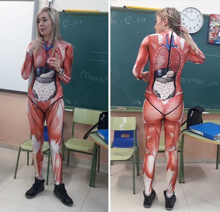 Este profesor rindi&oacute; homenaje a una de sus alumnas luciendo un disfraz de un dibujo que ella hab&iacute;a hecho