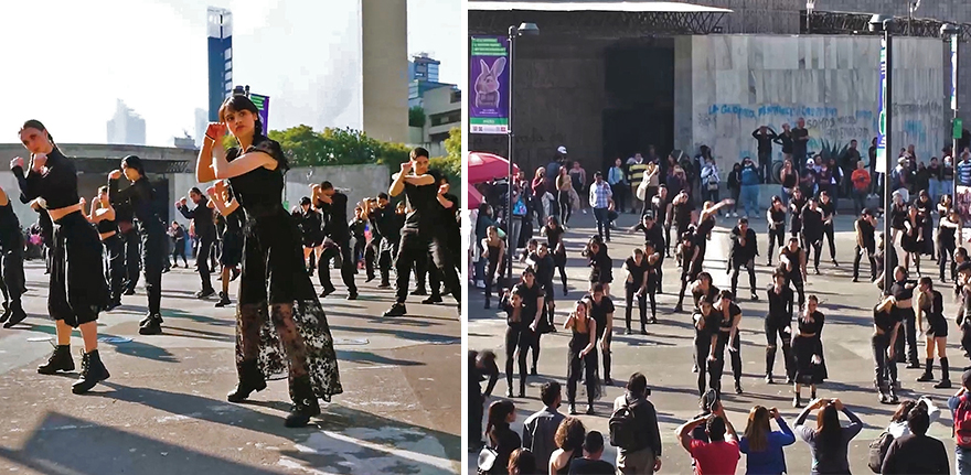 Durante este flashmob se recre&oacute; el baile de Merlina en plena Ciudad de M&eacute;xico
