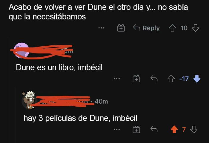 No hay películas de Dune, aparentemente. Ni siquiera la que acaba de salir