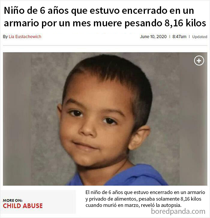 Unos padres matan de hambre a un niño de 6 años encerrándolo en un armario durante un mes