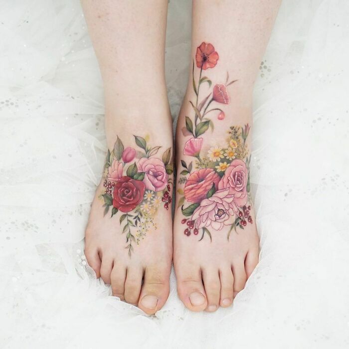 50 Tatuajes florales que parecen pinturas de acuarela sobre la piel (nuevas fotos)