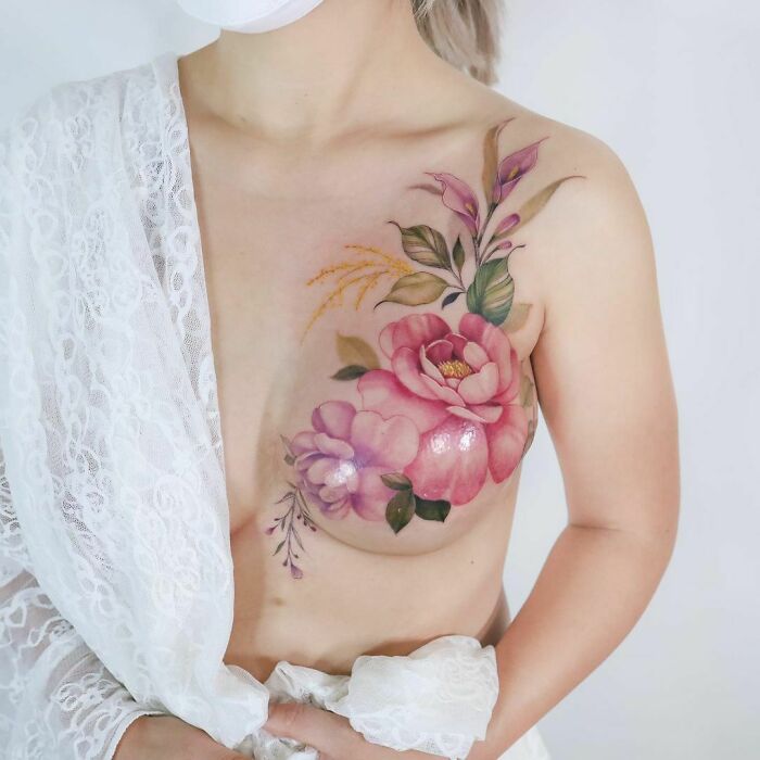 50 Tatuajes florales que parecen pinturas de acuarela sobre la piel (nuevas fotos)