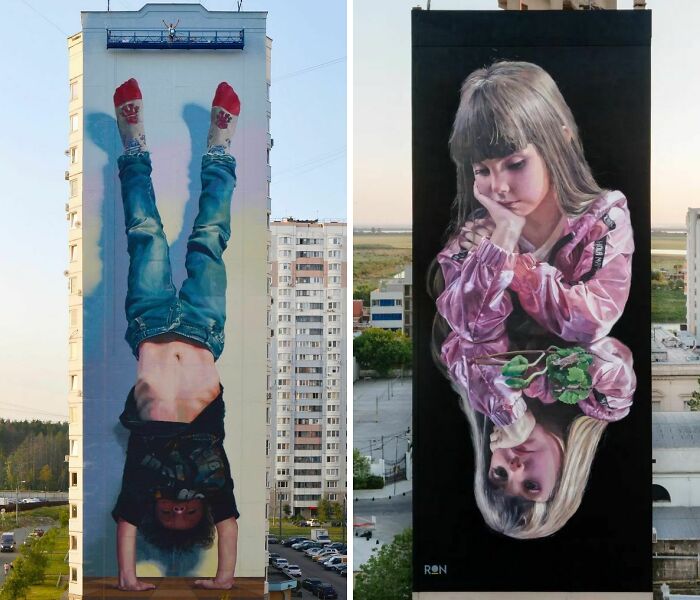 Este muralista argentino llena de color edificios y ciudades con sus obras