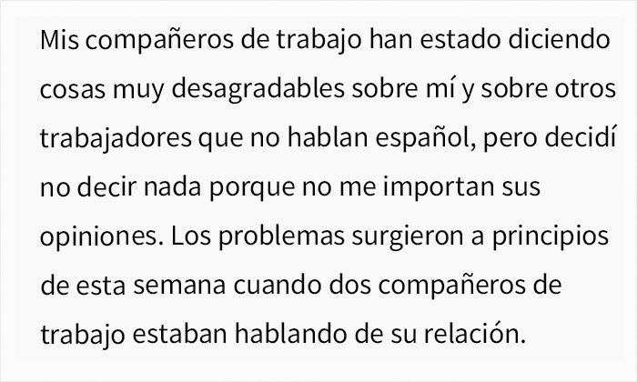 Unos trabajadores mexicanos asumen err&oacute;neamente que su nueva compa&ntilde;era no entiende espa&ntilde;ol y empiezan a hablar mal de ella
