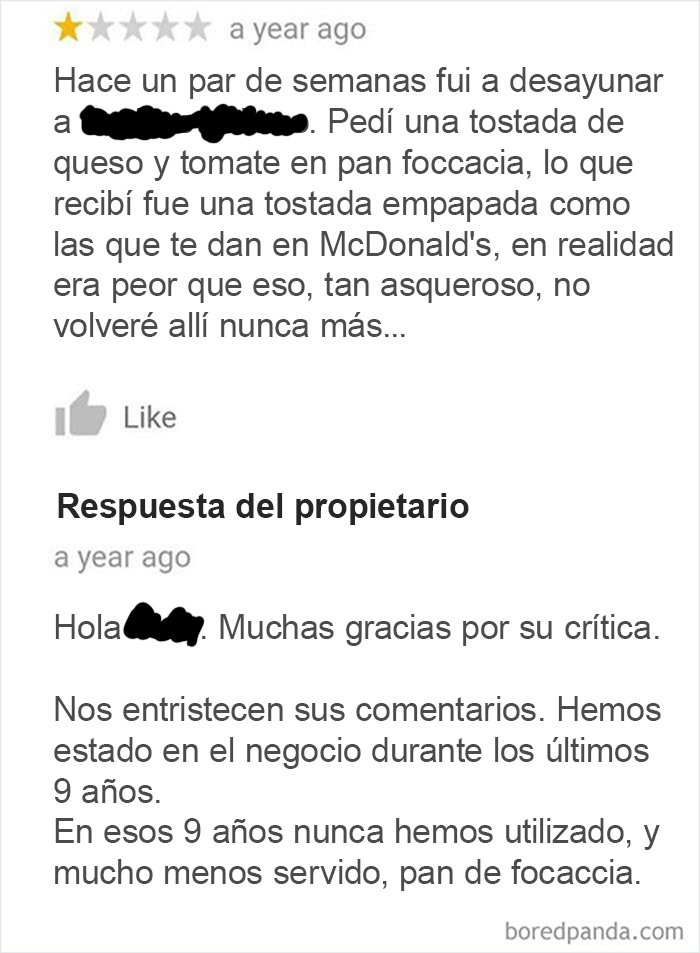 Dejar una crítica negativa incorrecta