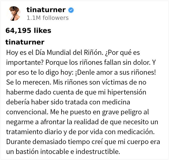 El ominoso post de Instagram de Tina Turner dos meses antes de morir explicaba mucho sobre su estado de salud El ominoso post de Instagram de Tina Turner dos meses antes de morir explicaba mucho sobre su estado de salud