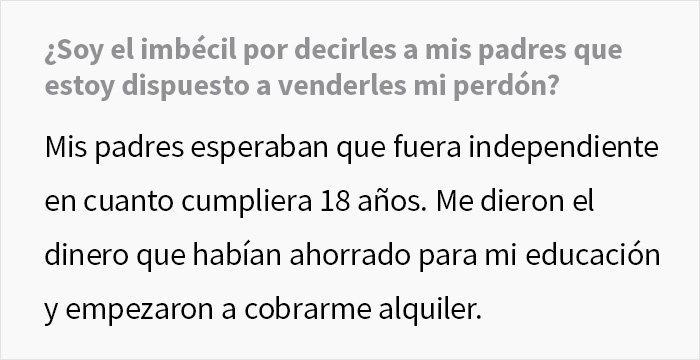 Tras 16 a&ntilde;os, este hijo ofrece "vender" su perd&oacute;n a sus padres por haberle "echado" de casa a los 18