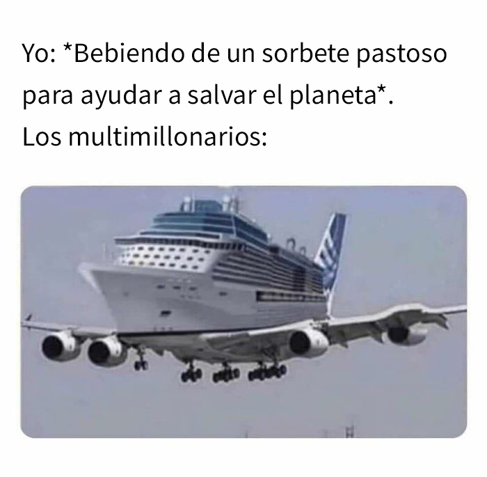 El mega yate volador 5000, propulsado al quemar sorbetes de plástico 