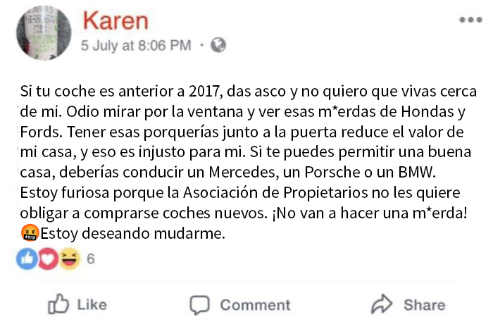 No le gustan los coches de pobres