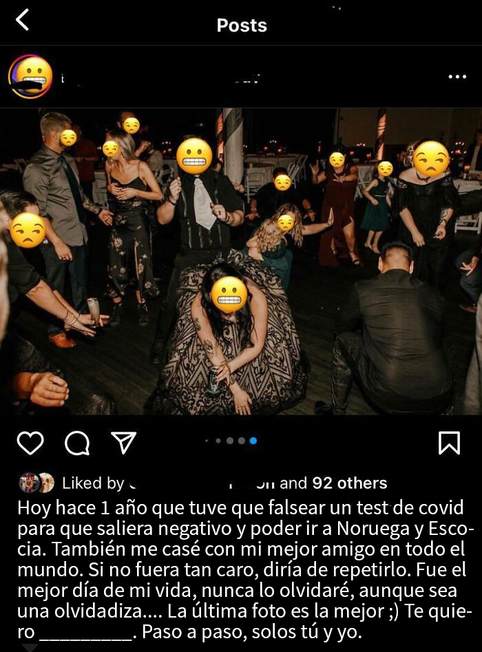 Antigua compañera del instituto que fingió no tener covid para casarse en el extranjero