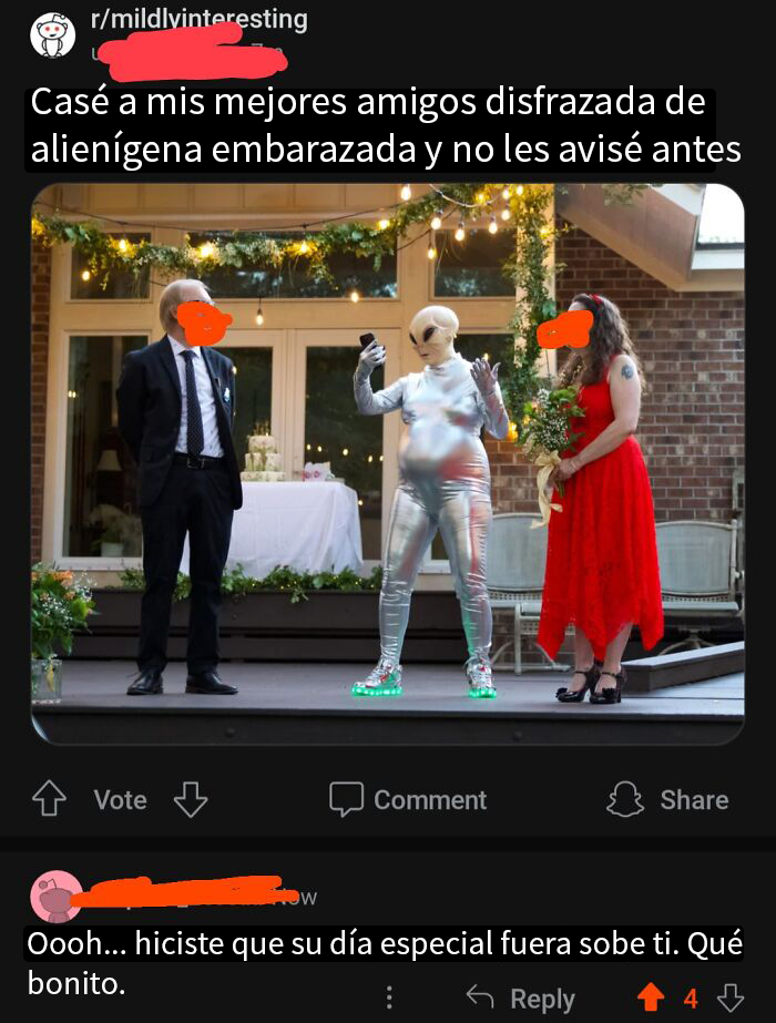 Sorpresa, vuestra boda será oficiada por una alienígena preñada
