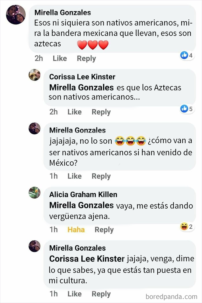 Comentarios en discusión sobre la corrección de una afirmación sobre aztecas.