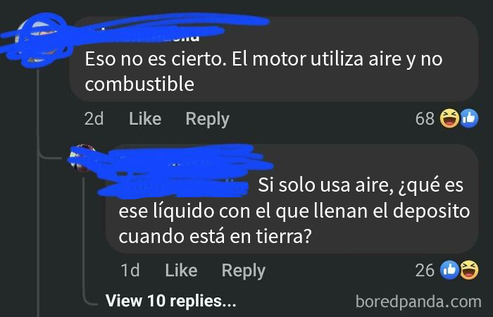 Comentarios graciosos en redes sociales sobre el funcionamiento de motores.