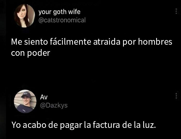 Dos capturas de pantalla mostrando humor para hombres sobre atracción y pagar cuentas.