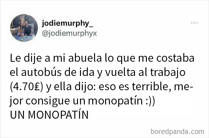 Memes divertidos que muestran humor británico con conversación sobre el costo del autobús y un monopatín como solución.