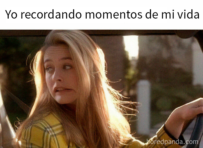 Meme raro y divertido de una persona sorprendida, recordando momentos.