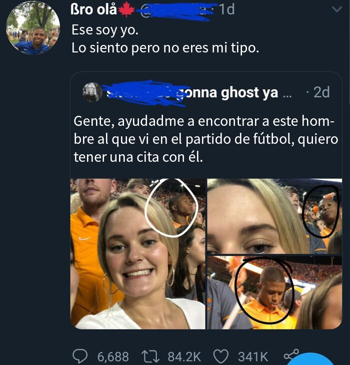 Hombre responde a publicación vergonzosa identificándose, rechazando amablemente propuesta de chica en un partido.
