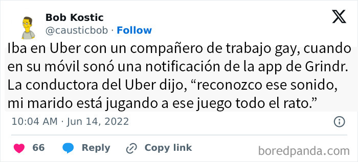 Conductor de Uber hace un comentario divertido sobre una notificación inesperada en el móvil de un pasajero.