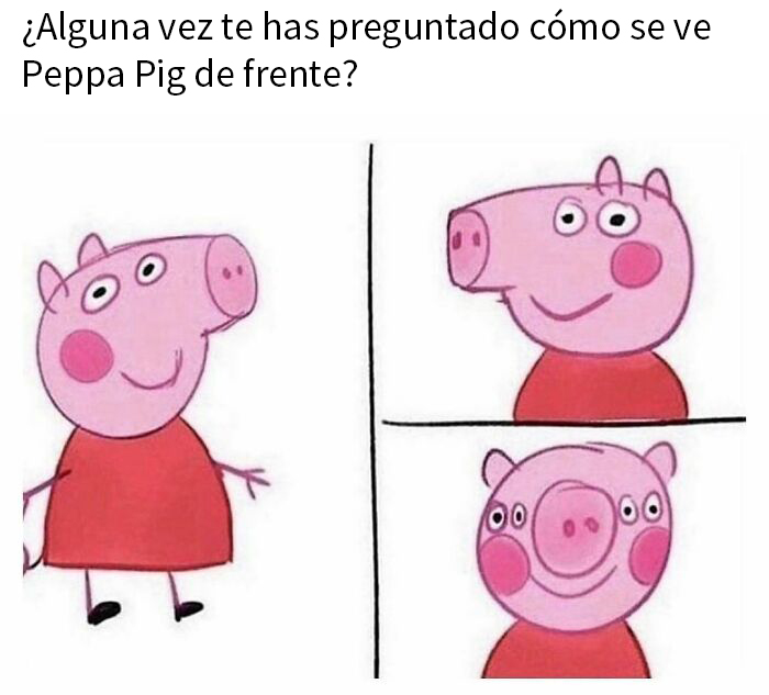 Personaje animado en un meme divertido mostrando su vista frontal y lateral, ideal para mejorar el humor.