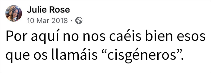 Texto escandaloso en internet criticando a personas cisgénero.