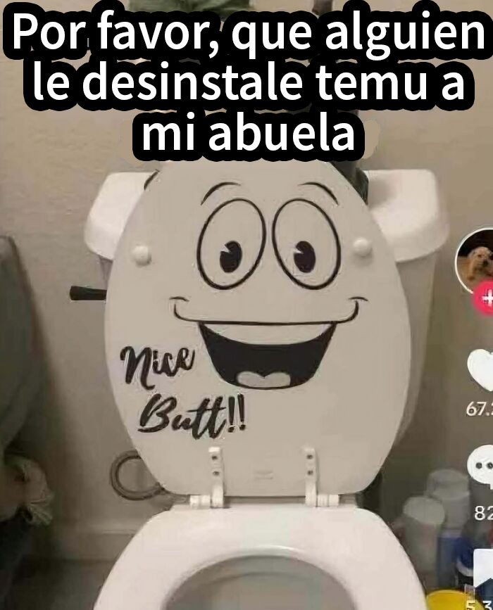 Tapa de inodoro con dibujo y texto divertido que provoca vergüenza ajena por su mensaje inapropiado.