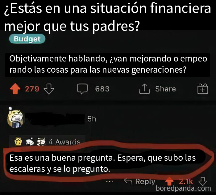 Memes divertidos sobre situaciones financieras y la comparación entre generaciones con respuestas humorísticas en redes sociales.