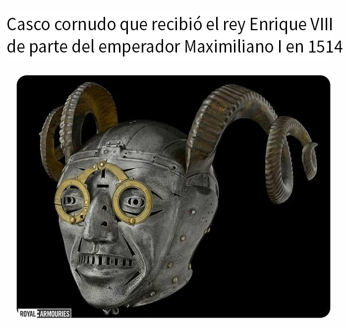 Casco con cuernos regalado en 1514, ejemplo de memes intelectuales con contexto histórico y significado cultural.