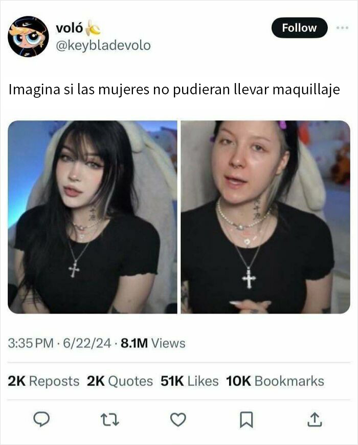 Imagen comparativa de una mujer con y sin maquillaje, ilustrando críticas comunes en comunidades online sobre incels.