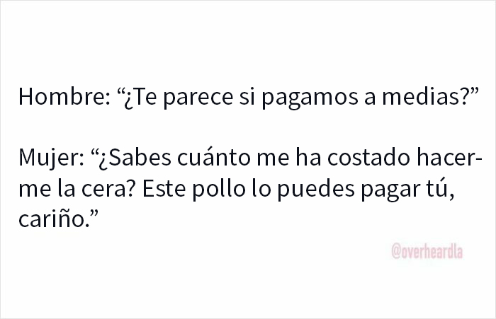 Conversación divertida en Los Ángeles sobre pagar a medias la cena y el costo del pollo hecho en casa.