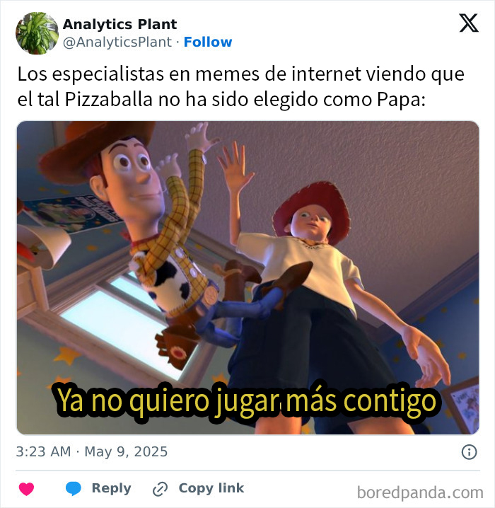 Memes divertidos sobre el nuevo Papa con imágenes humorísticas y personajes animados reaccionando a la elección papal.