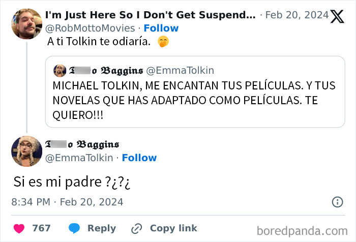 Captura de conversación en Twitter mostrando personas que quedaron fatal al no saber con quién hablaban.
