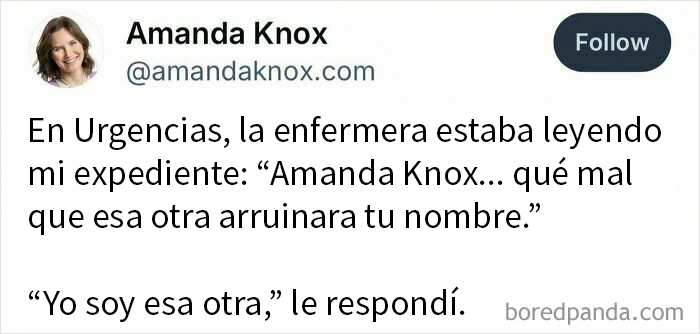 Tweet de Amanda Knox, confusión con el nombre y situación incómoda que muestra personas que quedaron fatal al no saber con quién hablaban.